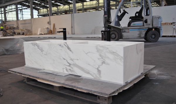 Lyra Double floating natural stone vanity | Stonesize